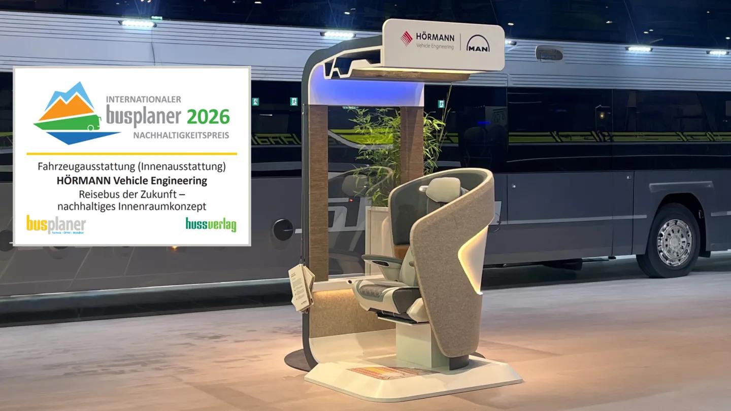HÖRMANN Vehicle Engineering gewinnt Busplaner Nachhaltigkeitspreis 2026 für das Innenraumkonzept des Reisebusses der Zukunft